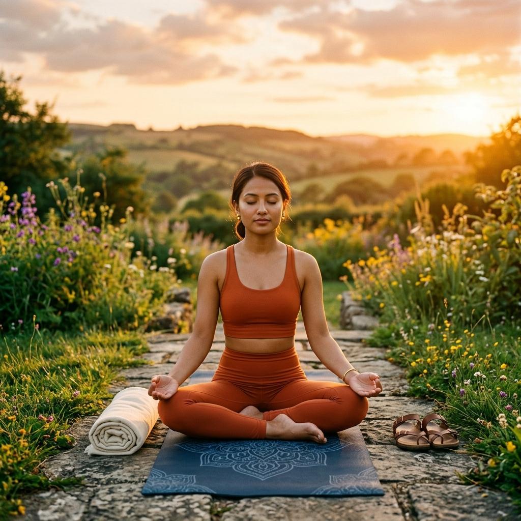 Nepali woman meditating in nature
